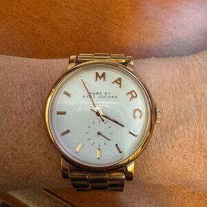 Marc Jacobs Baker White Dial Rose Gold Stainless Steel Watch For Women - MBM3248